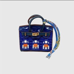 Blue and Orange Mini Purse Charm